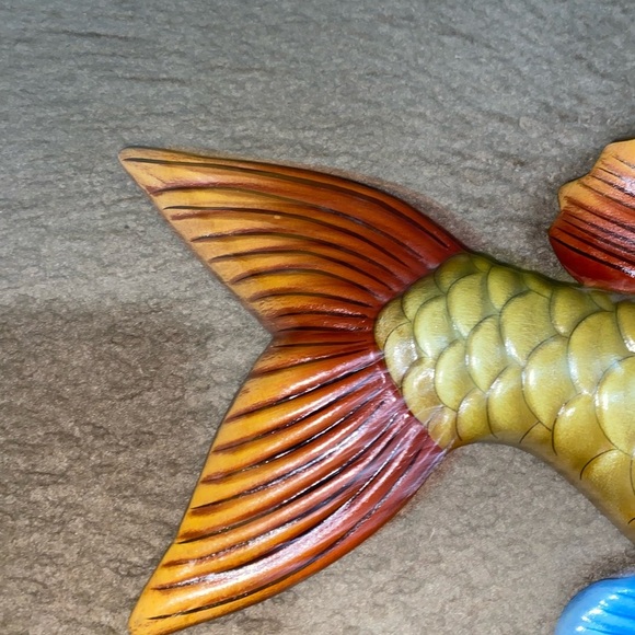 Vtg Tonala Mexico Hand Painted Ceramic Tropical Fish Wall Decor Signed E Alvarez - Picture 6 of 13